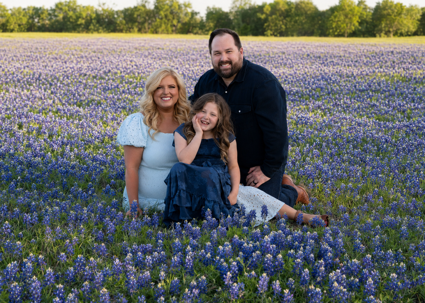 Chip, Tiffany McClain and Family in Texas Bluebonnets